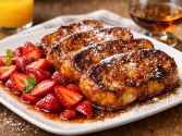 Creme Brulee French Toast With Drunken Strawberries