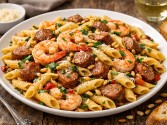 Spicy Italian Sausage with Shrimp and Pasta
