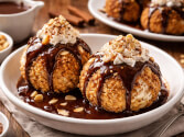 French Fried Ice Cream With Cinnamon-Fudge Sauce