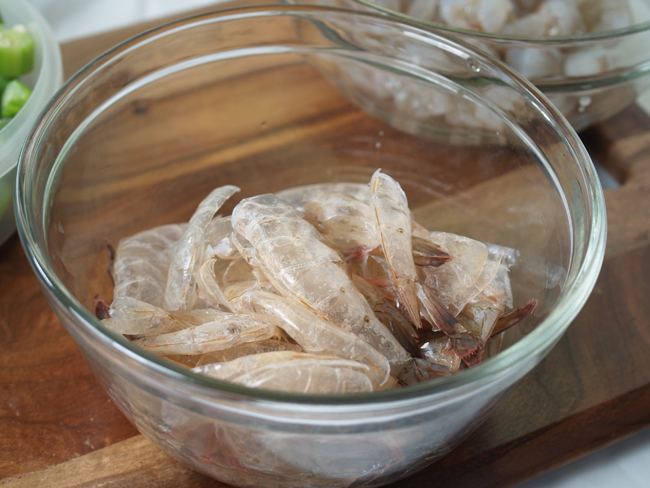 Shrimp shells ready to make broth