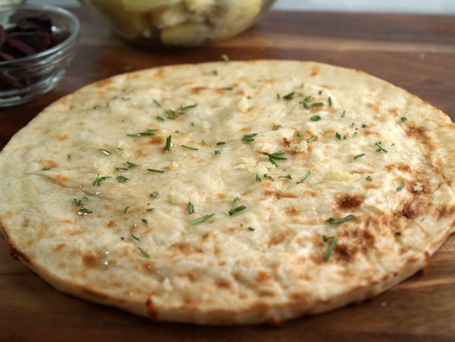 Crust brushed with oil and seasonings - the hard way