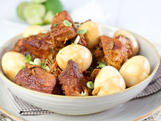 Maple Pork Stew With Infused Hard Boiled Eggs