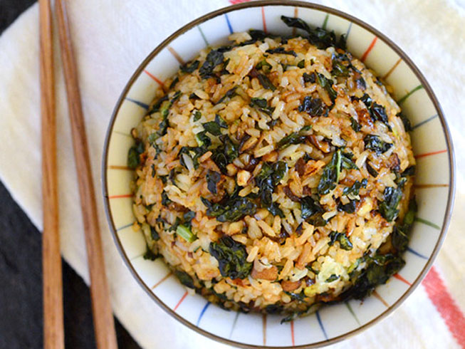 Crispy Kale and Mushroom Fried Rice