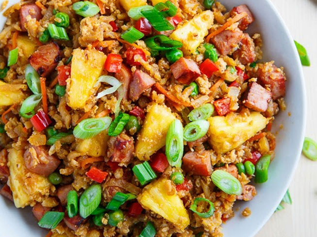 Ham and Pineapple Fried Cauliflower Rice