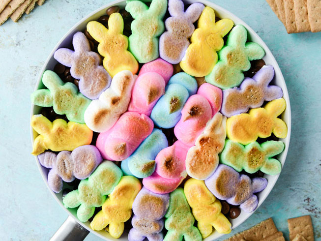Chocolate Peanut Butter PEEPS Skillet S'mores