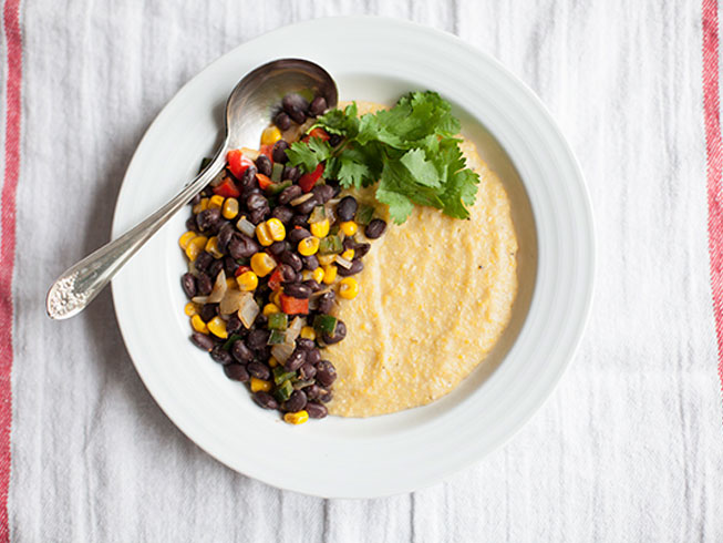 Black Bean Skillet Scramble with Cheesy Polenta