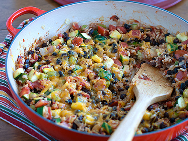 Zucchini, Black Bean and Rice Skillet