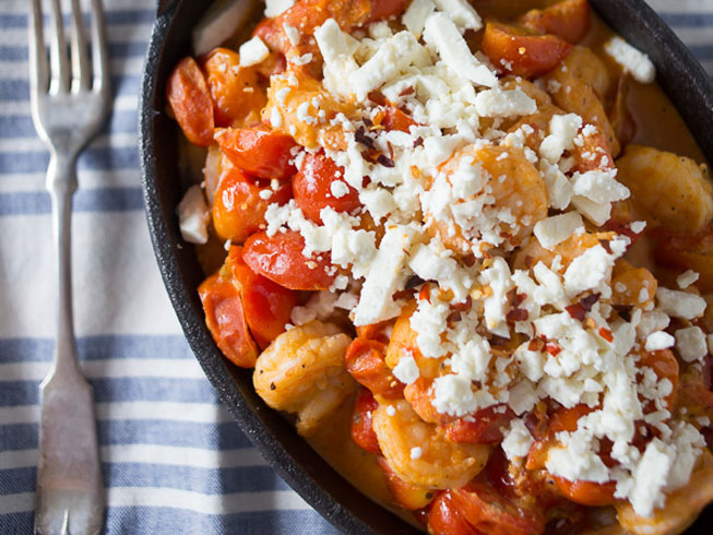 Skillet Sherry Shrimp and Tomatoes
