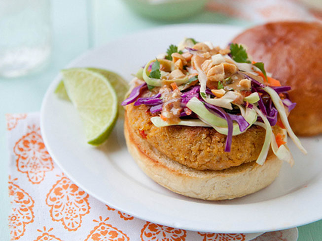 Thai Veggie Burgers with Peanut Sauce