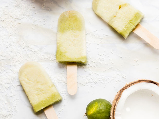 Lime-Pina Colada Popsicles