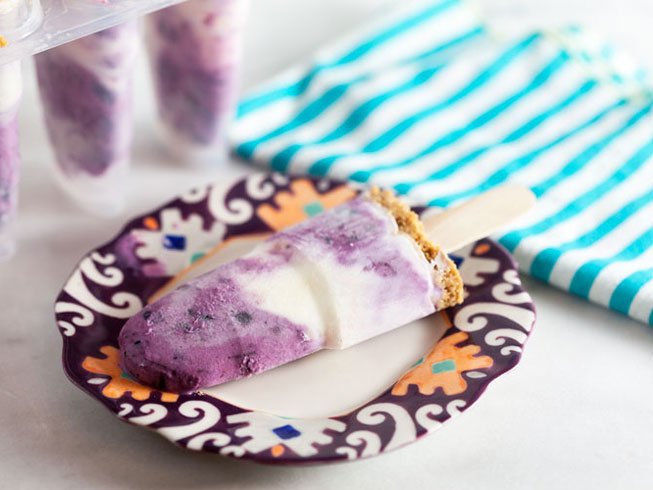 Blueberry Rhubarb Frozen Yogurt Breakfast Pops