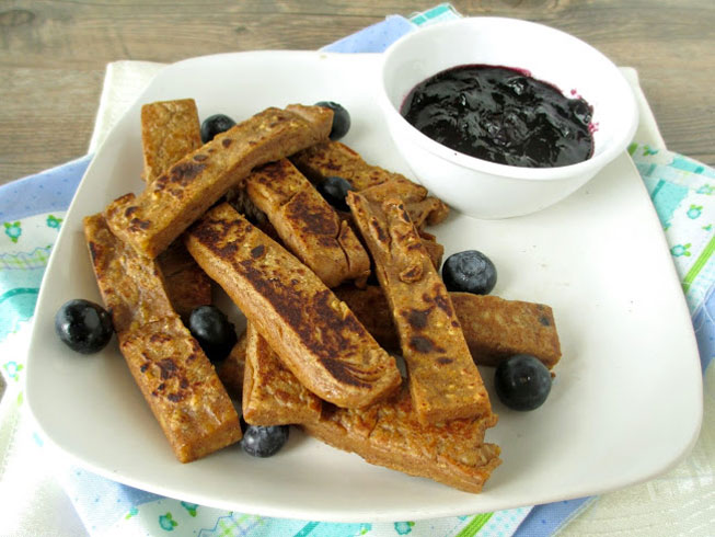 Breakfast Chickpea Fries with Blueberry Sauce