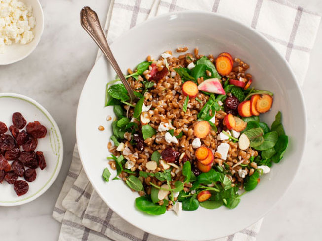 Watercress Farro Salad with Tart Cherries