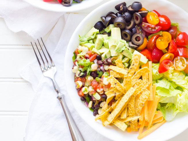 Tortilla Chopped Salad with Black Bean Salsa and Ranch