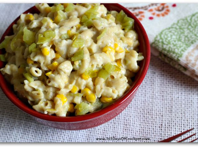 Slow Cooker Pepper Jack Mac with Green Chiles and Corn