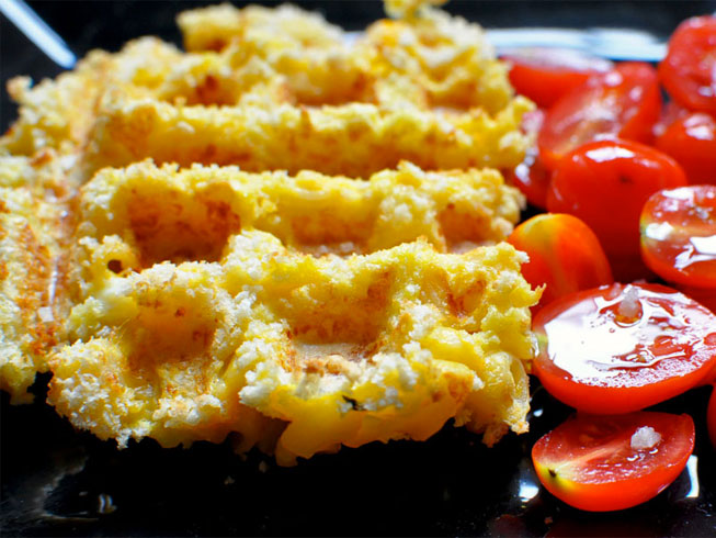 Waffled macaroni and cheese