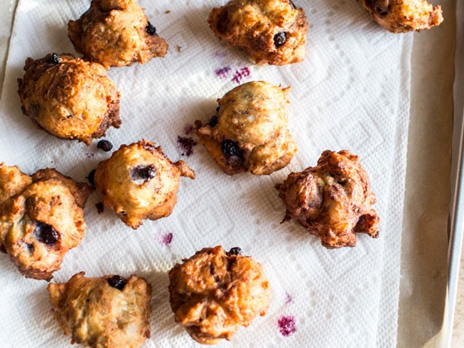 Wild Blueberry & Coconut Ricotta Doughnuts