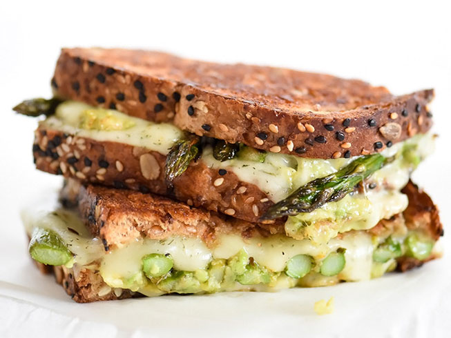 Spicy Smashed Avocado & Asparagus with Dill Havarti Grilled Cheese