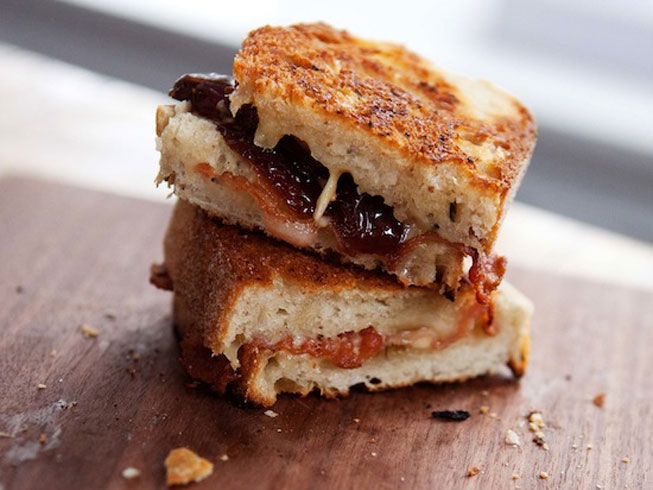 Grilled cheese with bacon and dates