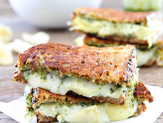 Pesto, Artichoke, and Havarti Grilled Cheese