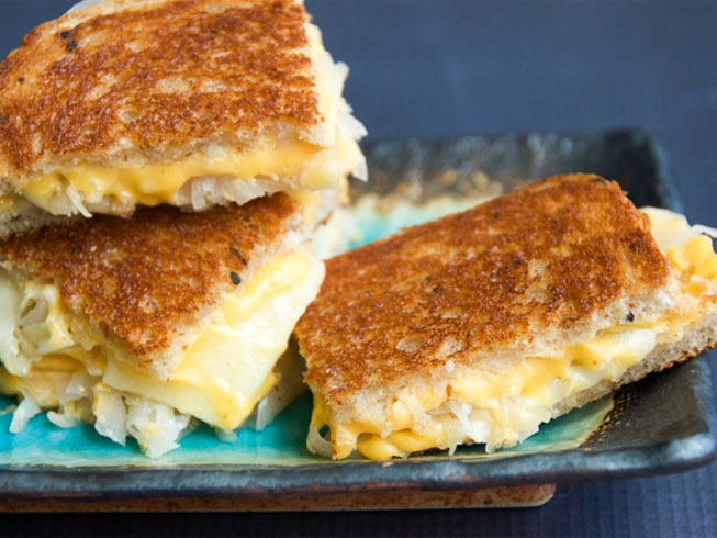 A Hot Mess: Grilled Cheese with Sauerkraut and Dijon