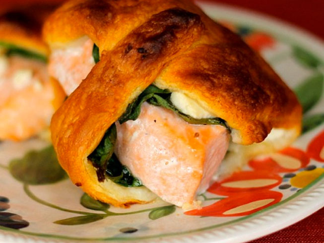 Salmon Crescent Rolls with Spinach and Feta