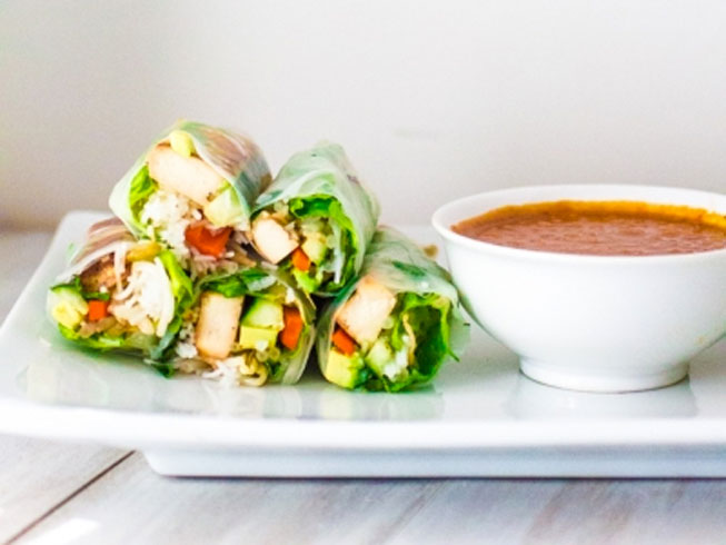 Thai Fresh Spring Rolls with Peanut Dipping Sauce and a Giveaway