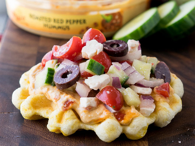 Savory Greek Waffle Pizzas