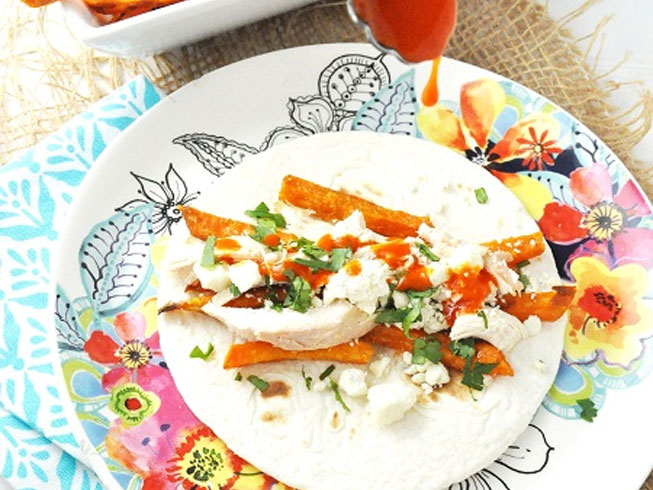 Buffalo Chicken & Sweet Potato Tacos