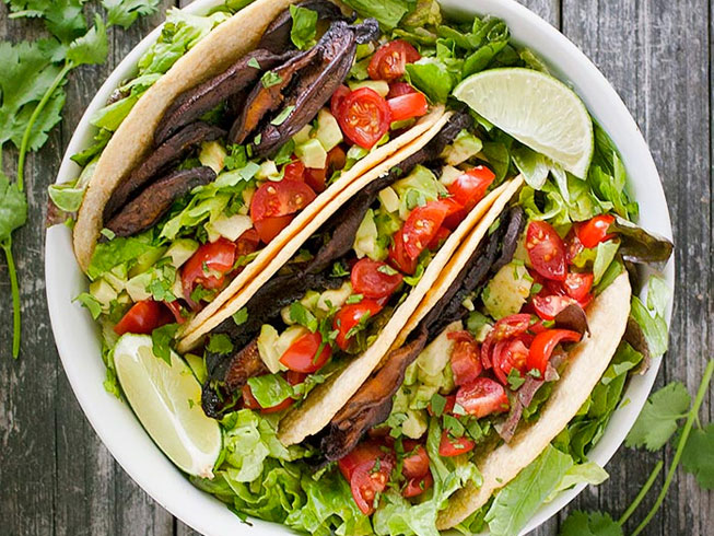 Vegetarian BLT Tacos with Shiitake Bacon