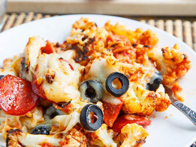 Pepperoni Pizza Cauliflower Casserole
