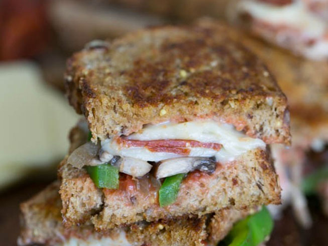 Loaded Pepperoni Pizza Grilled Cheese Sandwich