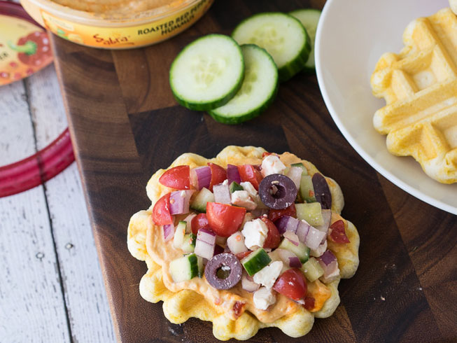 Savory Greek Waffle Pizzas