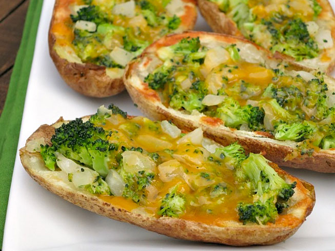 Broccoli Cheddar Stuffed Potato Skins