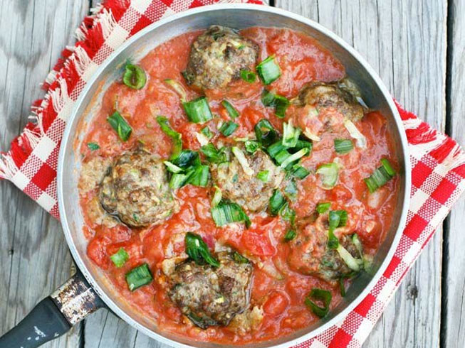 Paleo Zucchini Meatballs & Creamy Tomato Sauce