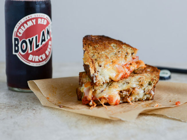 Spicy Mini Meatball Grilled Cheese