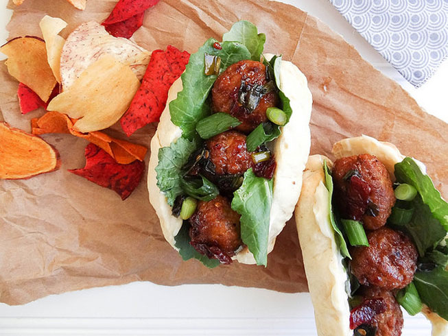 mini grinders // maple chipotle veggie meatballs