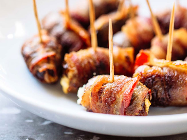 Bacon Wrapped Dates with Goat Cheese