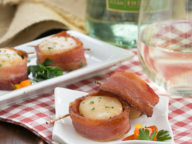 Bacon Wrapped Maple Scallops