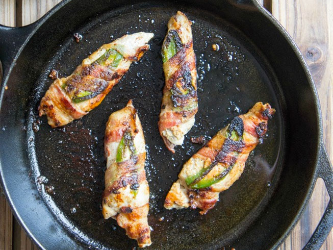Spicy Bacon Wrapped Chicken with Cowboy Caviar {15 minute dinner}