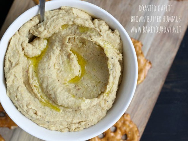 Roasted Garlic Brown Butter Hummus