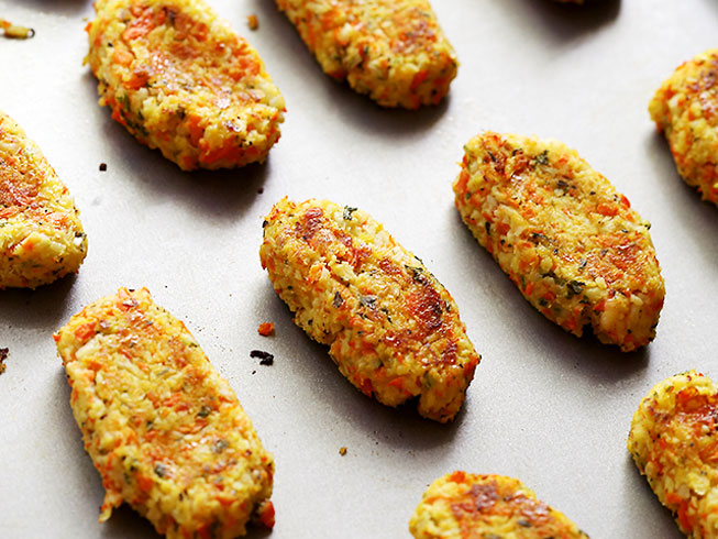 Garlicky & Cheesy Carrots and Cauliflower Tots