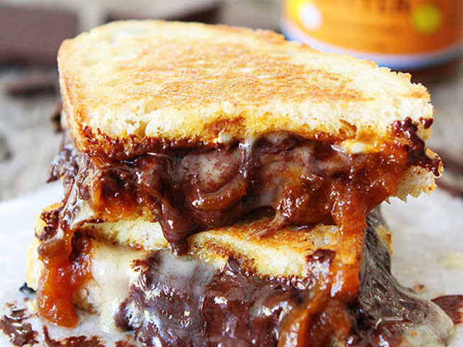 Pumpkin, Chocolate, and Brie Grilled Cheese