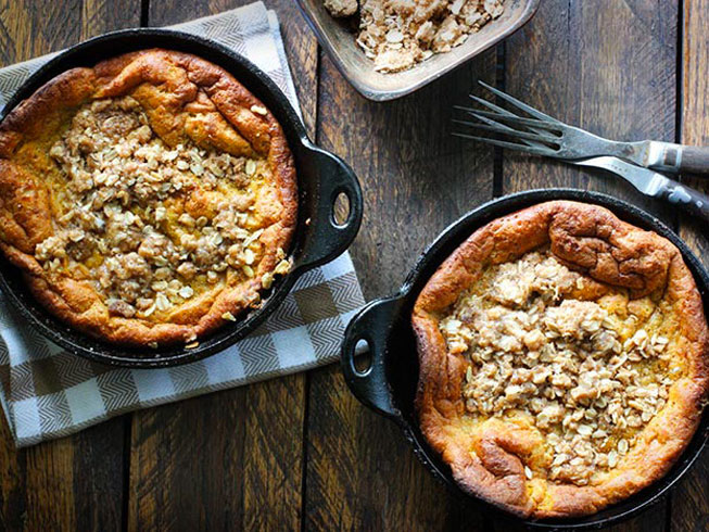 Pumpkin Pie Dutch Babies with Cinnamon Streusel