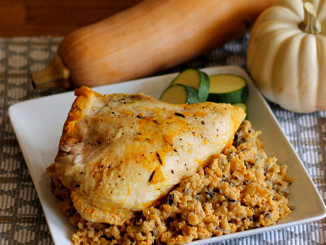 Baked Chicken with Pumpkin Rice: A fall dinner recipe to remember!