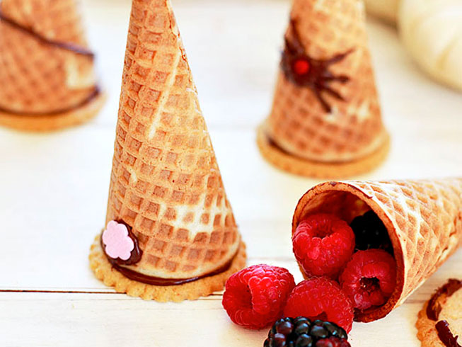 Berry Filled Witch Hat Cones for Halloween