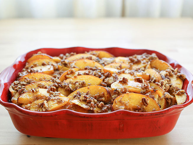 Peaches and Cream French Toast Casserole