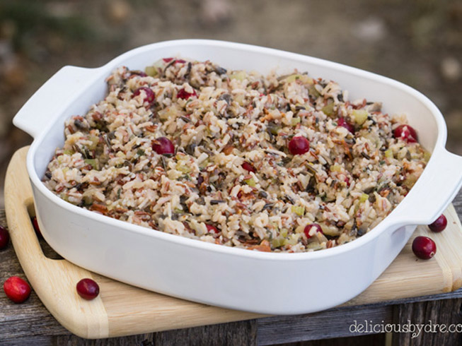 Bacon-cranberry rice stuffing {gluten free!}