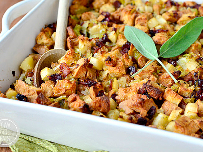 Brown Butter Apple, Leek and Jones Bacon Stuffing (Gluten-Free Friendly!)