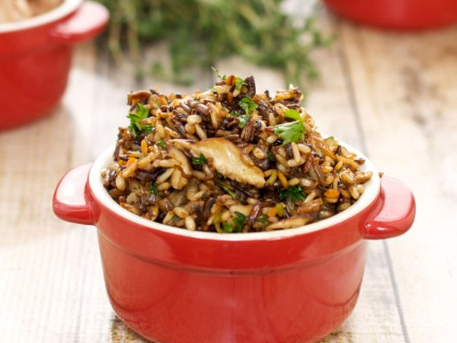 Wild Rice Stuffing with Carrots, Mushrooms and Thyme